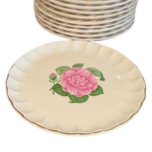 WS George Radisson Camellia Bread Butter Plates Pink Floral Gold Trim